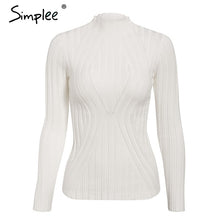 Load image into Gallery viewer, Simplee Casual tie up knitted sweater women Skinny slim knitting pull femme jumper Crop top winter sweater tricot pullover women